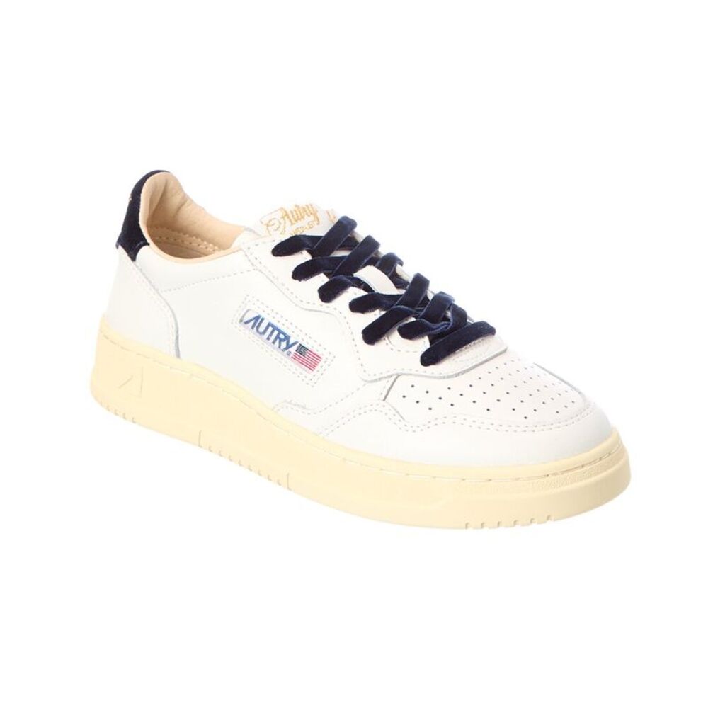 Autry Medalist Leather & Velvet Sneaker, White